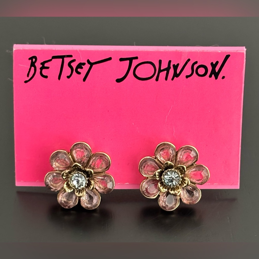 Betsey Johnson Crystal Daisy Earrings